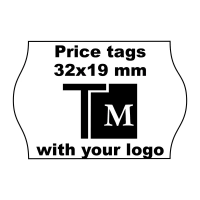 Price tags 32x19 mm with logo