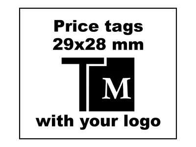Price tags 29x28 mm with logo
