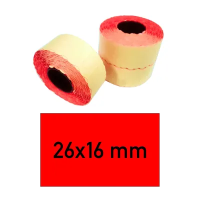 Price tags 26x16 mm red rectangular