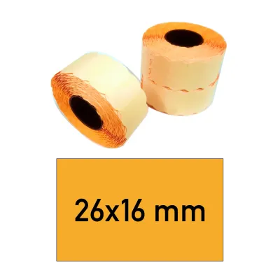 Price tags 26x16 mm orange rectangular