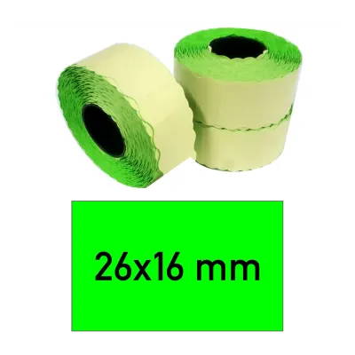 Price tags 26x16 mm green rectangular