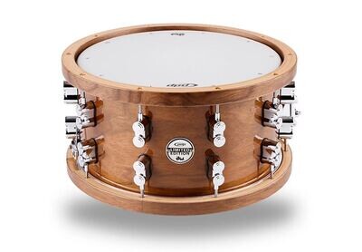 PDP by DW Limited-Edition Dark Stain Maple and Walnut Snare With Walnut Hoops and Chrome Hardware 14 x 7.5in