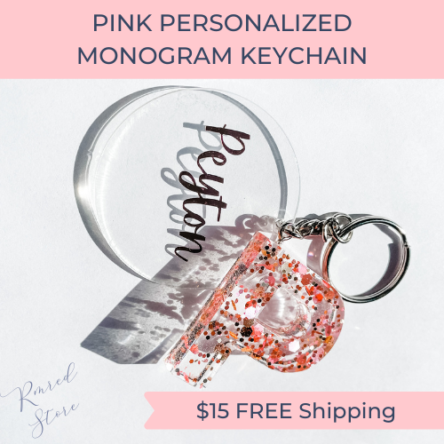 Pink Personalized Monogram Keychain