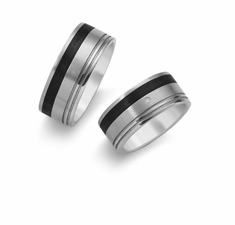Partnerringe Edelstahl/Carbon