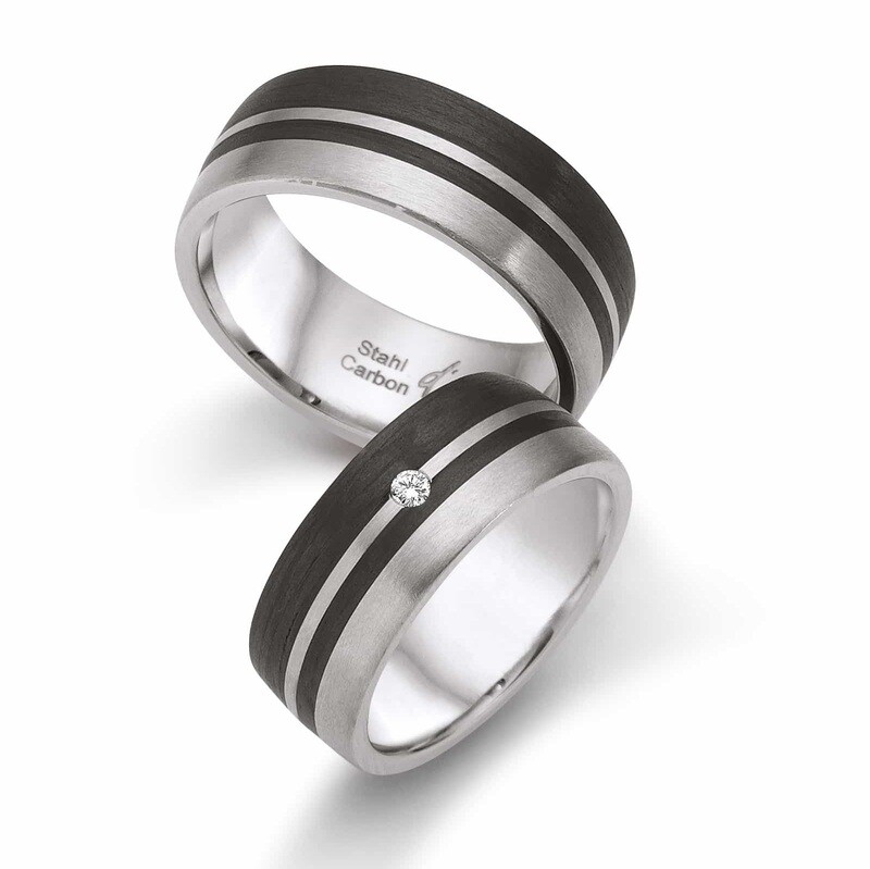 Partnerringe Edelstahl/Carbon