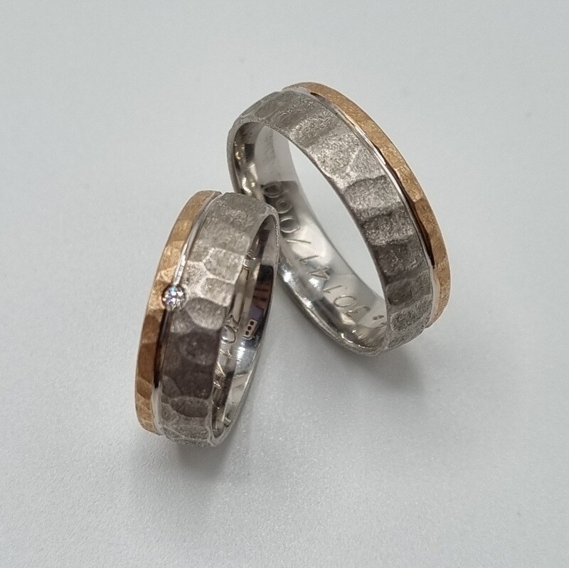 Partnerringe Silber/Rotgold