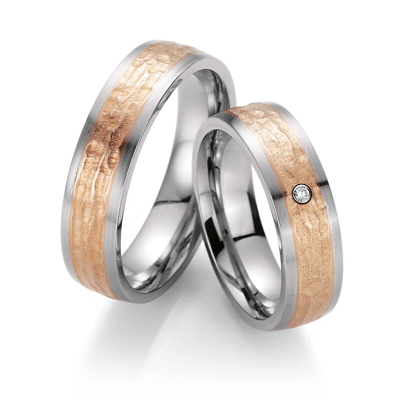 Partnerringe Edelstahl/Rotgold