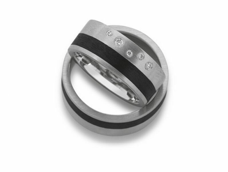 Partnerringe Edelstahl/Carbon