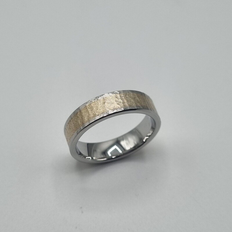 Herrenring Stahl/Weissgold