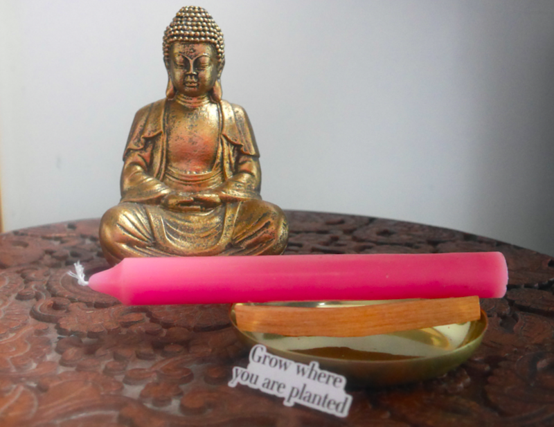 Kit de méditation bougie rose chakra coeur