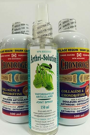 Chondrogen 500ml 2 bouteilles+Vaporisateur
 Arthri-Solution.Livraison gratuite/free shipping