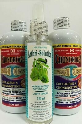 Chondrogen 500ml 2 bouteilles+Vaporisateur
 Arthri-Solution.Livraison gratuite/free shipping