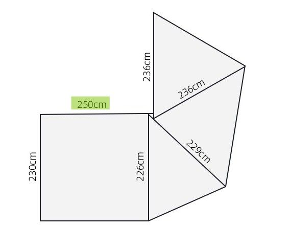 Wall set for 2.5m 270 Bat-Wing Awning (7 pieces)