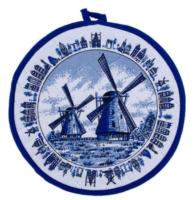 Ronde Pannenlap met Delftsblauw decor  Ø​16 cm