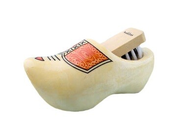 Houten decoratie klomp met borstel