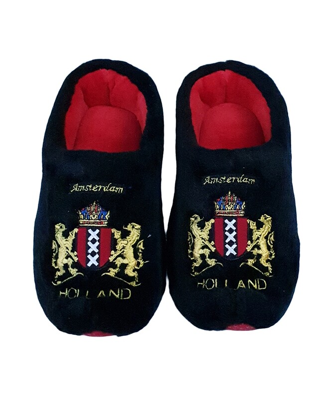 Hollandse pantoffel klomp zwart met Amsterdams wapenschild