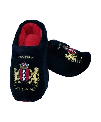 Hollandse pantoffel klomp zwart met Amsterdams wapenschild