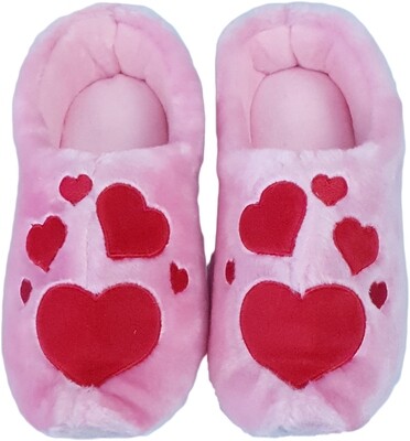 Elcee-Haly – Roze Love Pantoffelklompen met Hartjes – Warme sloffen –  Roze
