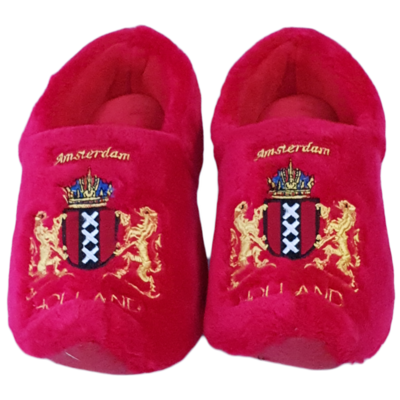 Hollandse Klomp Sloffen – Rood – Wapen Amsterdam – Warme Sloffen