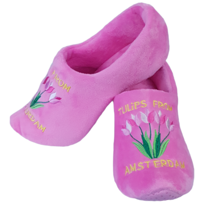 Elcee-Haly – Roze Pantoffelklomp met Tulpen boeket – Warme sloffen – Roze
