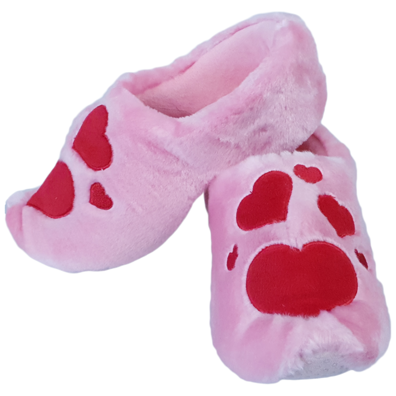 Elcee-Haly – Roze Love Pantoffelklompen met Hartjes – Warme sloffen –  Roze