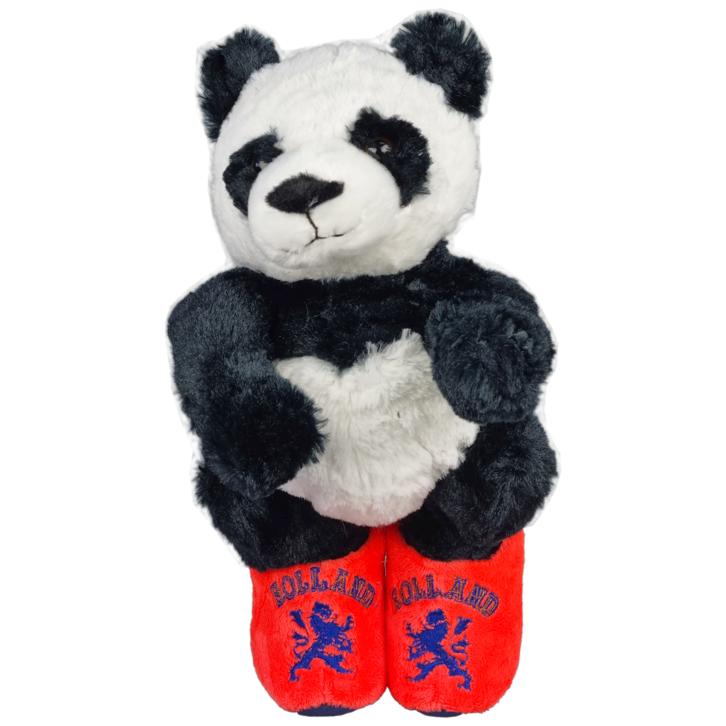 Hollandse Panda Mascotte met Oranje Klompen