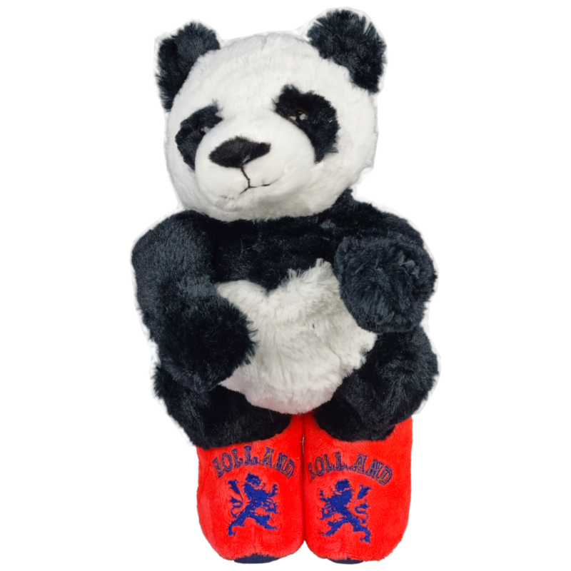 Hollandse Panda Mascotte met Oranje Klompen