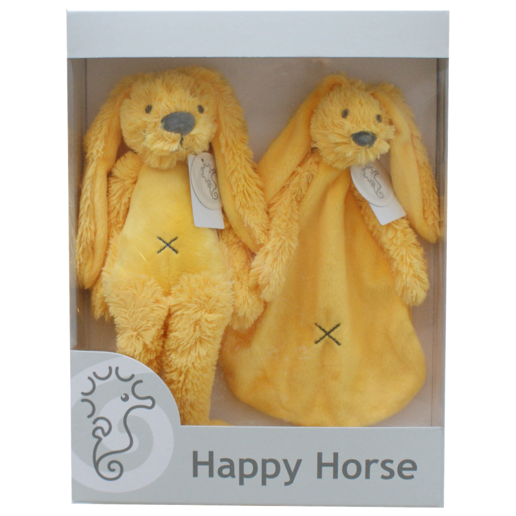 Geschenkverpakking Konijn Richie Geel Knuffel en Knuffeldoekje