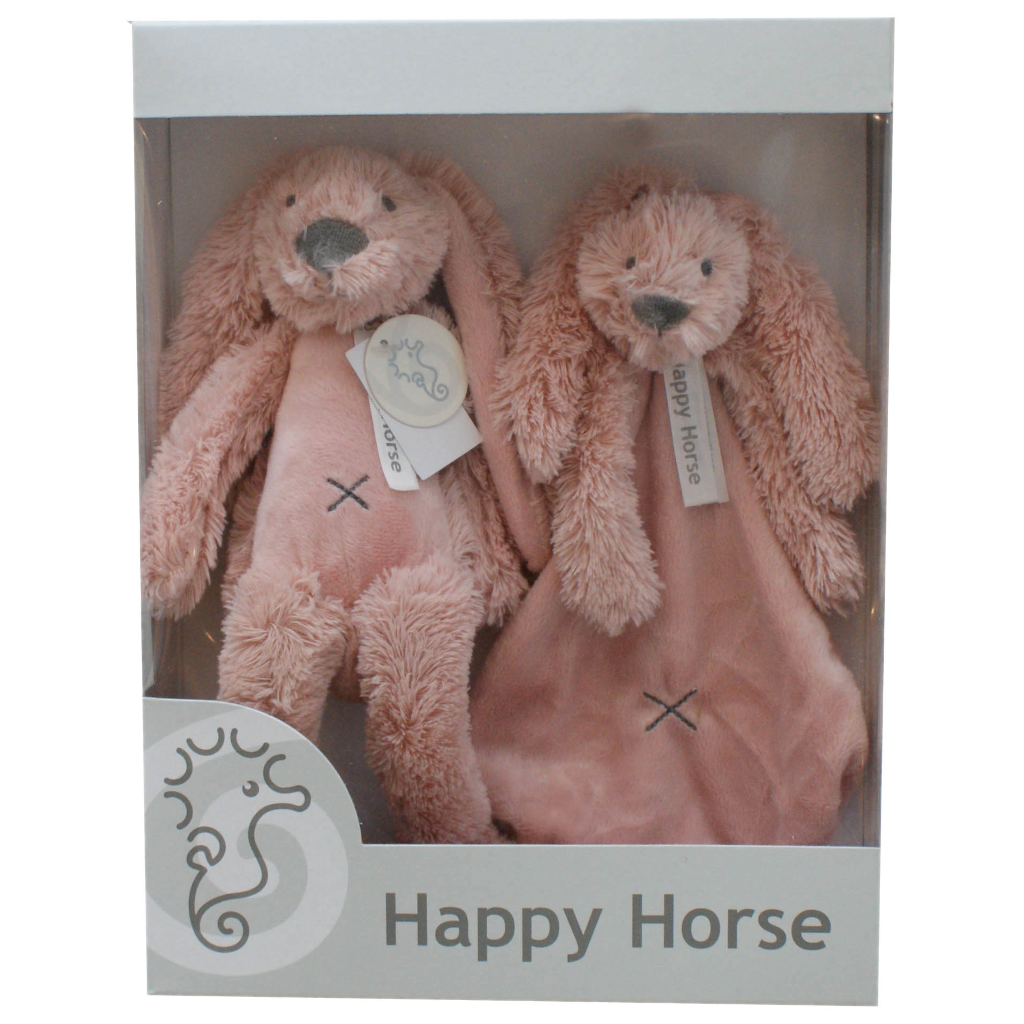 Geschenkverpakking Konijn Richie Oud Roze Knuffel en Knuffeldoekje