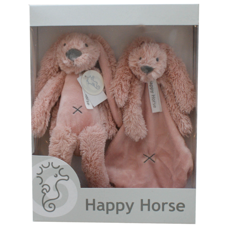 Geschenkverpakking Konijn Richie Oud Roze Knuffel en Knuffeldoekje