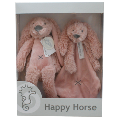 Geschenkverpakking Konijn Richie Oud Roze Knuffel en Knuffeldoekje
