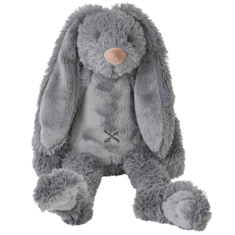 Geschenkverpakking Konijn Richie Donker Grijze Knuffel  en Knuffeldoekje