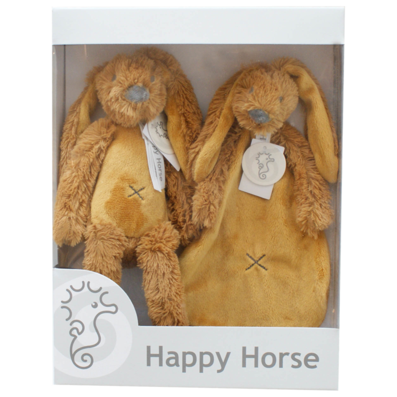 Geschenkverpakking Konijn Richie Oker Knuffel en Knuffeldoekje 