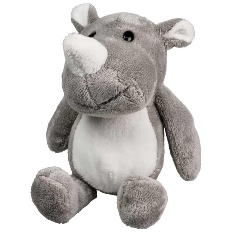 UNITOYS – Zittende Neushoorn – Grijs – 21cm – Knuffel