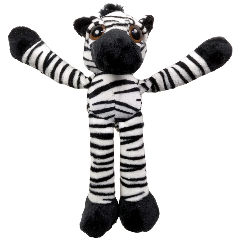 UNITOYS – Zebra Zeys met extra lange armen en benen – 25cm – Zwart/Wit