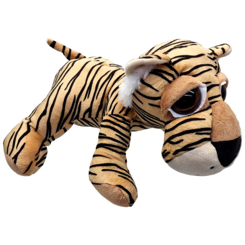 UNITOYS – Tijger Thomas – Liggend met grote ogen – 28cm – Bruin