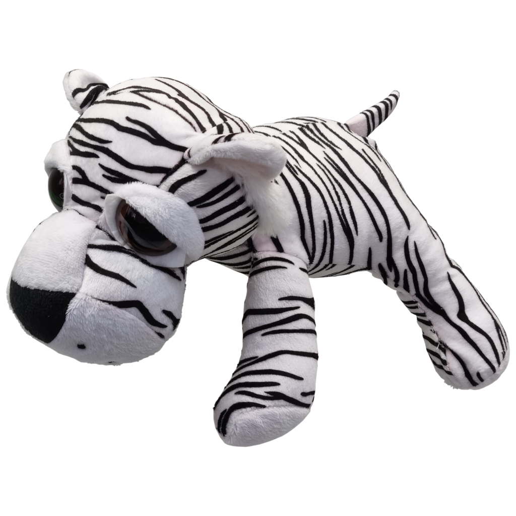 UNITOYS – Tijger Thomas – Liggend met grote ogen – 28cm – Wit
