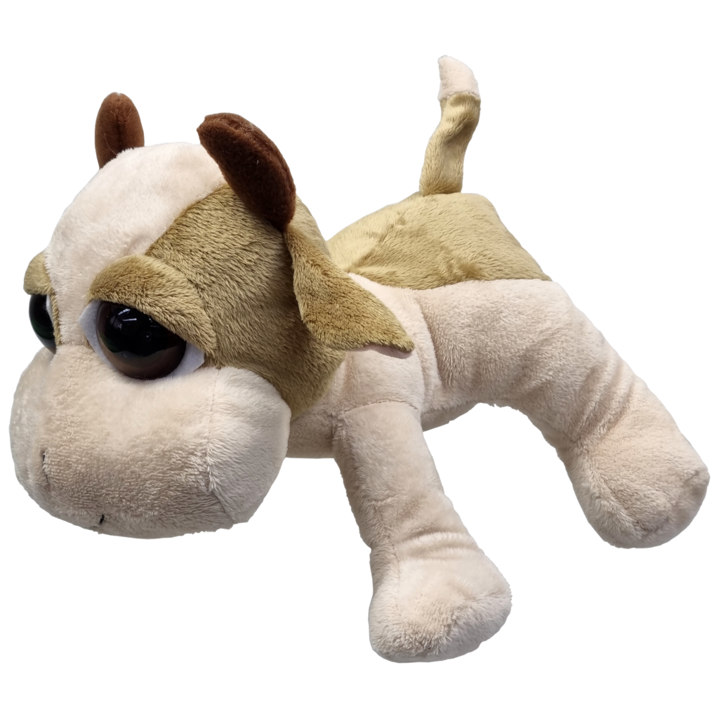 UNITOYS – Koe Hermien– Liggend met grote ogen – Crèmebruin, Welke maat kies jij?: Klein (28cm)