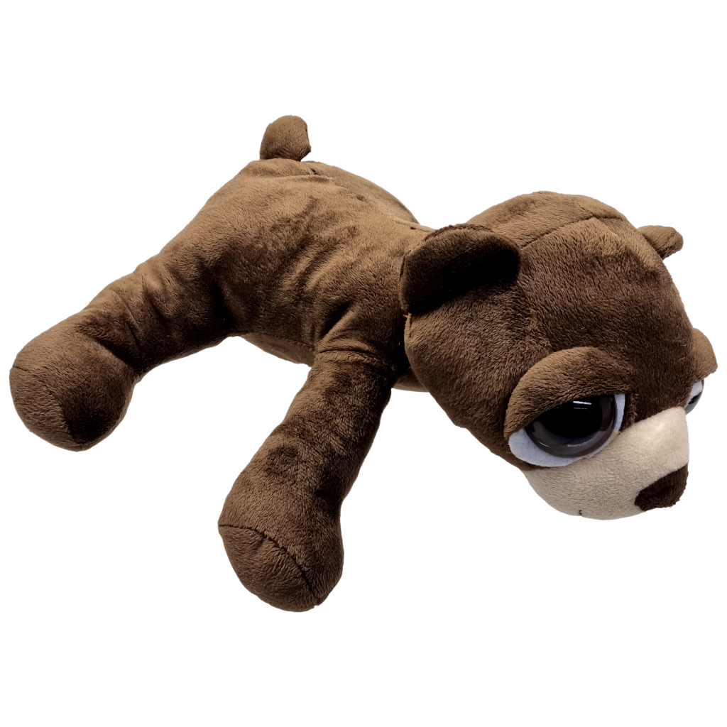 UNITOYS – Beer Bruce – Liggend met grote ogen –Donkerbruin, Welke maat kies jij?: Klein (28cm)
