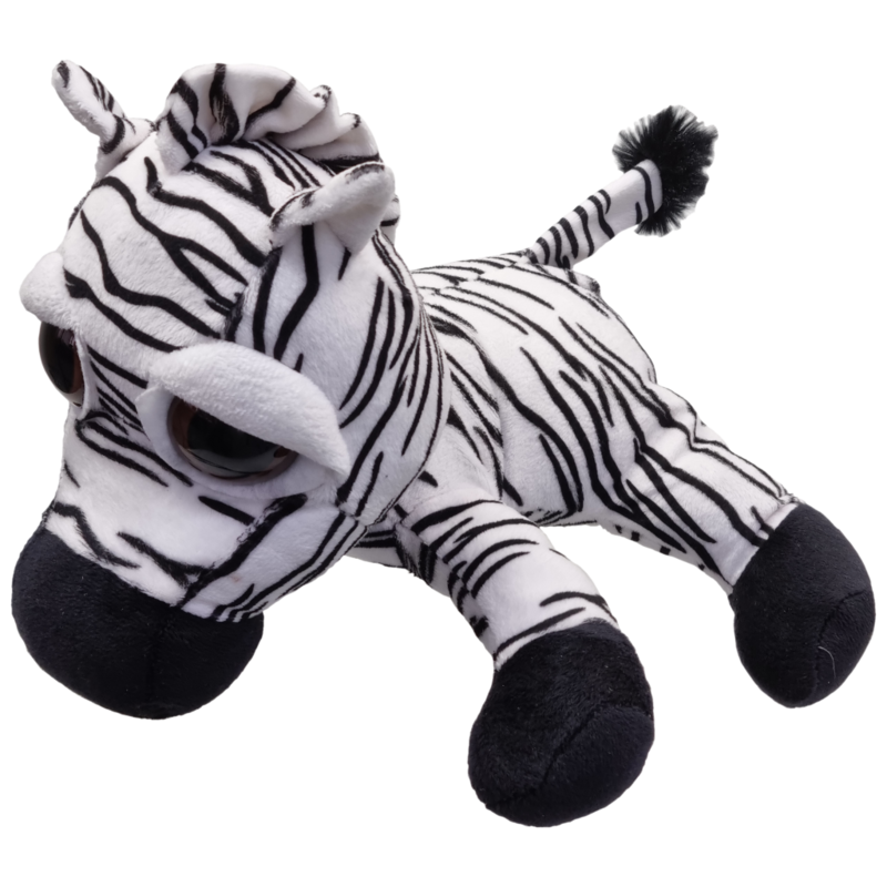 UNITOYS – Zebra Zafira – Liggend met grote ogen – 28cm – Wit/Zwart