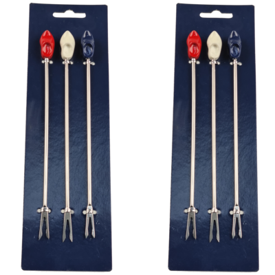 Trendy Fonduevorken met Hollands tintje - RVS - set van 6 - Rood / Wit / Blauw