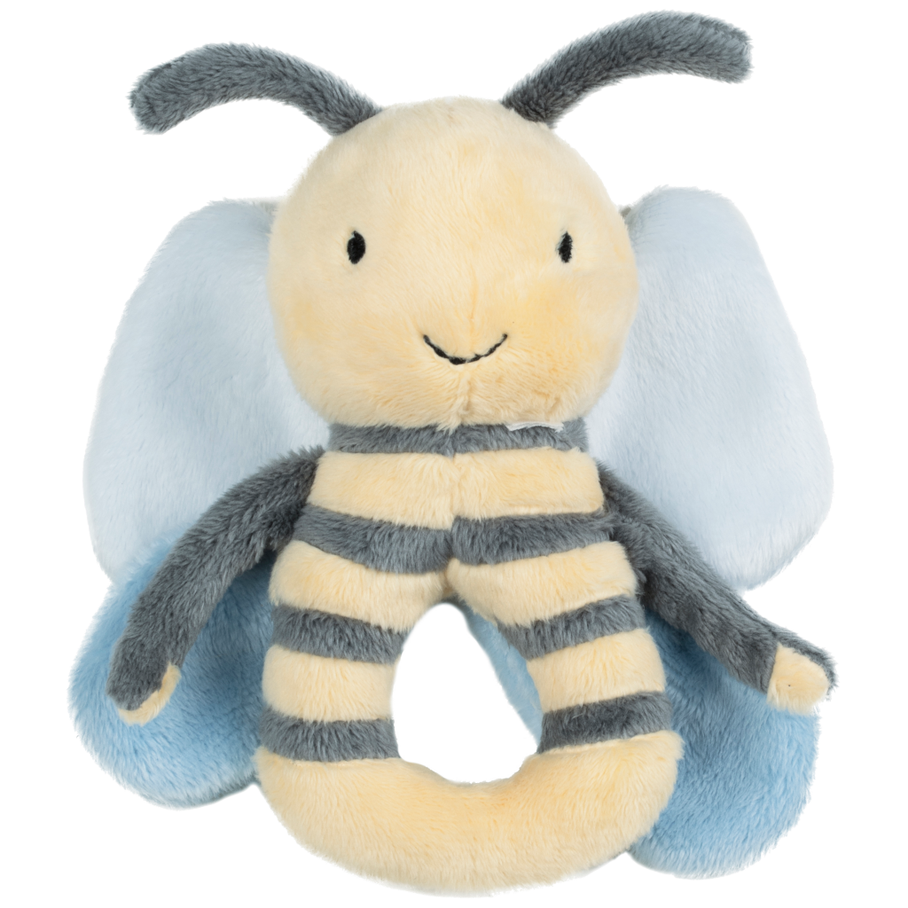 Bee Benja Rattle - Rammelaar - 16 cm- Blauw/Geel - Baby cadeau