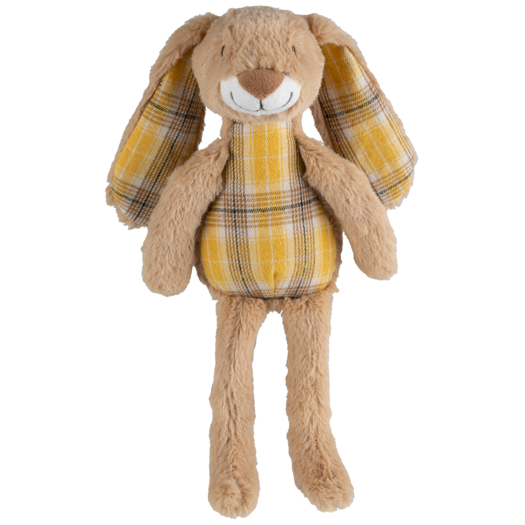 Rabbit Riley - Knuffel - 30 cm - Bruin met ruit - Baby knuffel