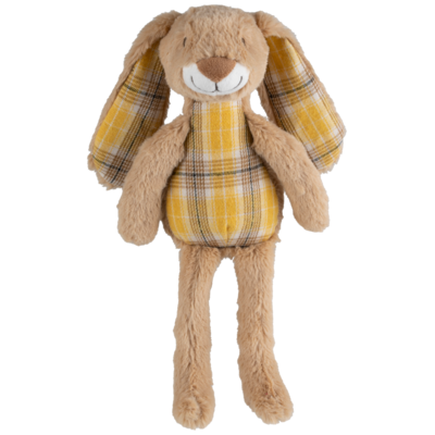 Rabbit Riley - Knuffel - 30 cm - Bruin met ruit - Baby knuffel