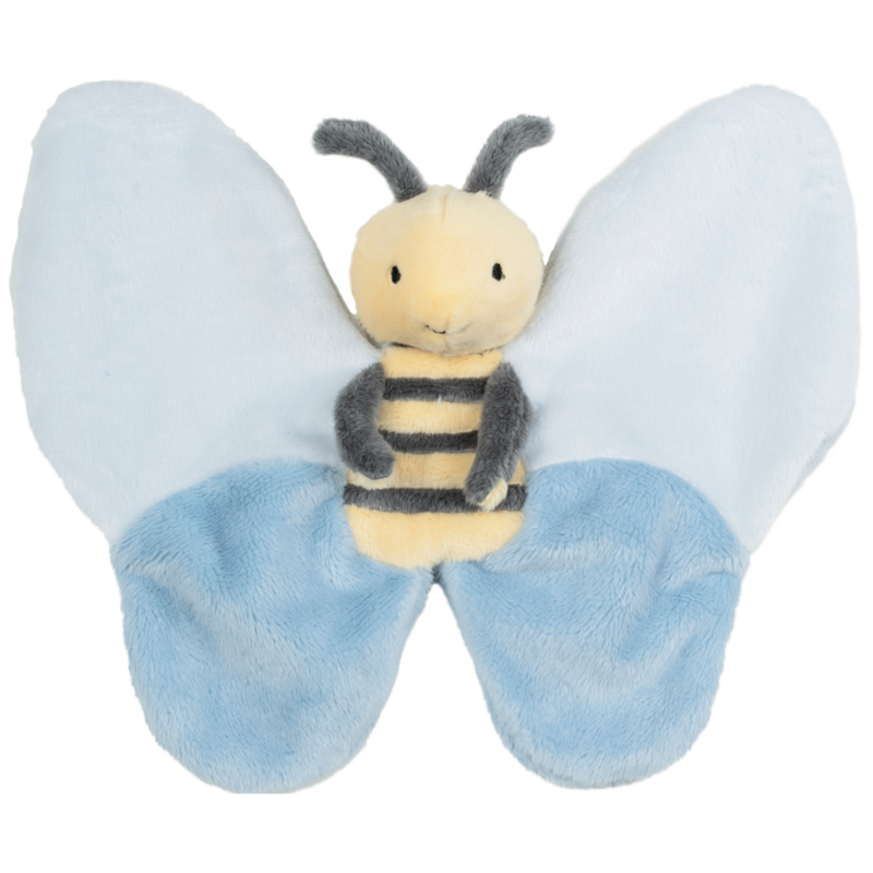 Bee Benja Tuttle -  Knuffeldoekje - 23 cm - Blauw/Geel - Baby cadeau