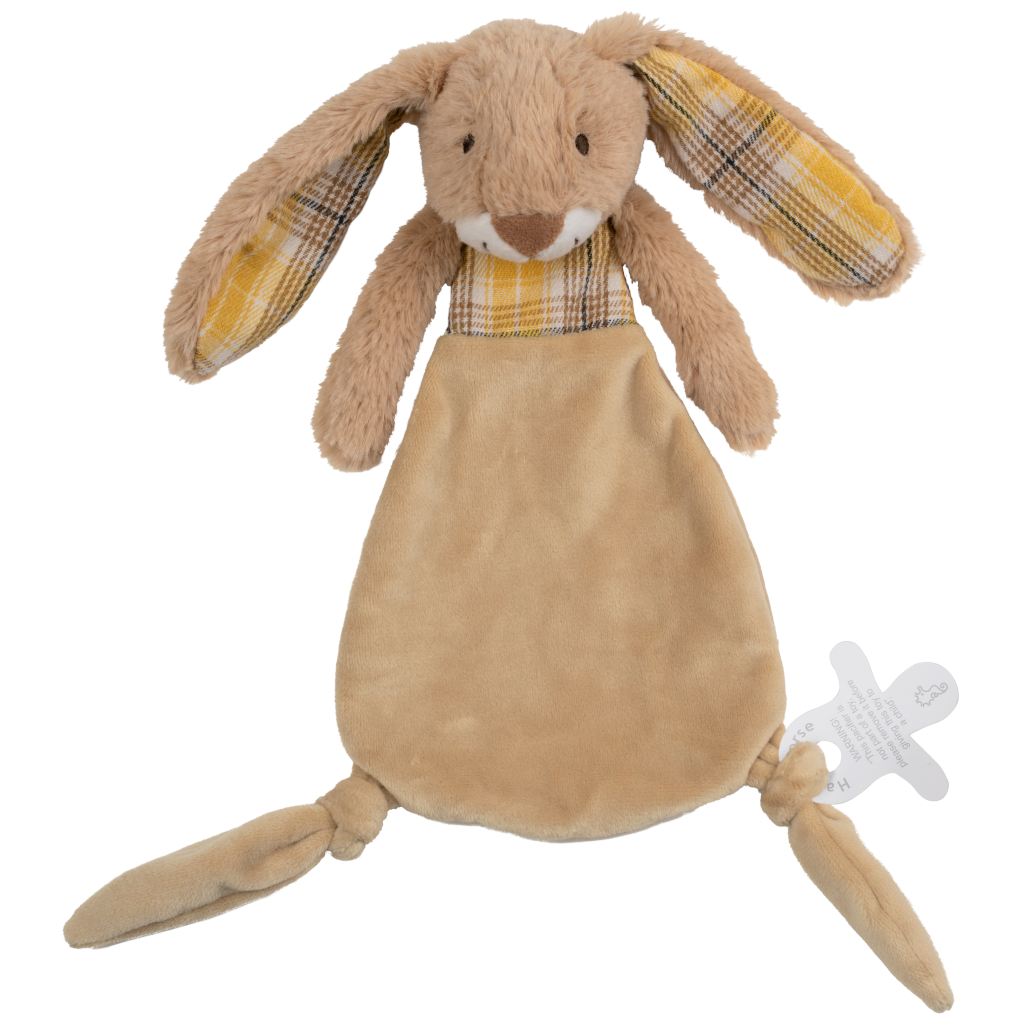Rabbit Riley Tuttle - Knuffeldoekje - 25 cm - Bruin met ruit - Baby knuffel