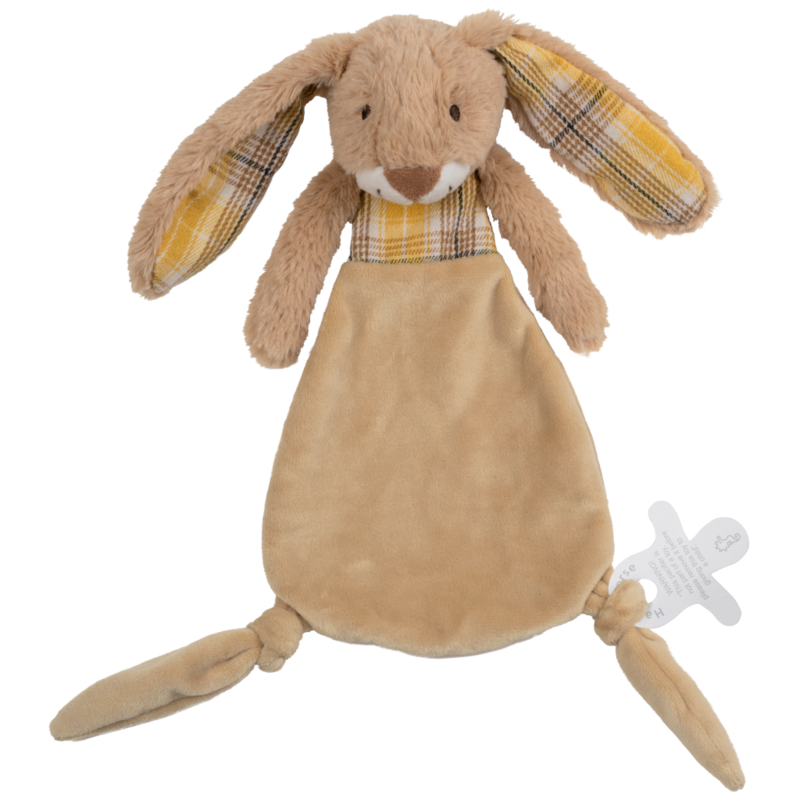 Rabbit Riley Tuttle - Knuffeldoekje - 25 cm - Bruin met ruit - Baby knuffel