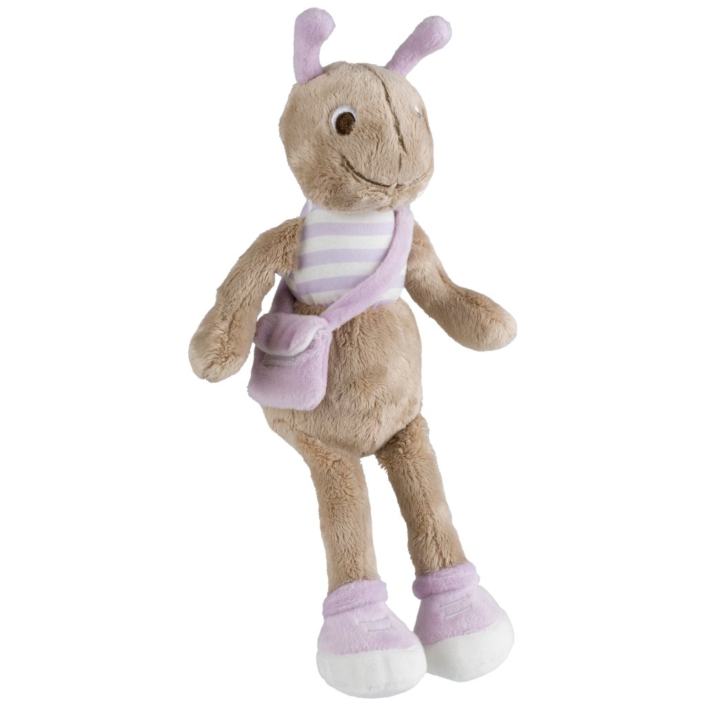 Ant Amy - Knuffel - 28 cm - Bruin / Lila - Baby knuffel