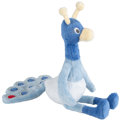 Peacock Polly no.2 - Knuffel - 31 cm - Blauw - Baby knuffel
