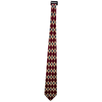 100% Zijden Stropdas Squars&amp;Tulips Rood/Blauw